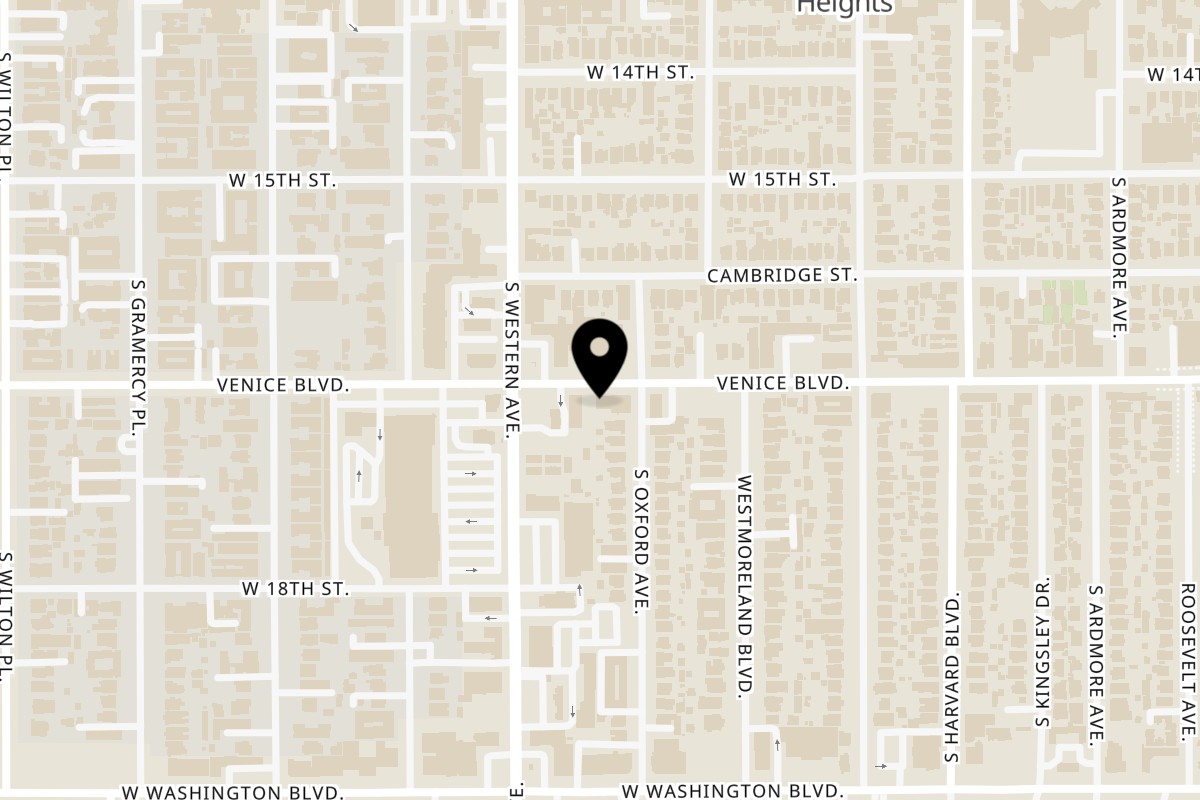 Map showing the location of Salsabor Restaurant on 2262 Venice Blvd. in Los Angeles